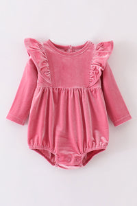 Bubblegum Pink Velvet Baby Bubble by Abby & Evie