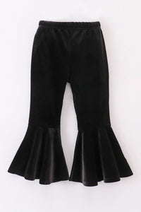 Midnight Black Velvet Bell Bottom Pants by Abby & Evie