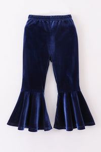 Midnight Royal Velvet Bell Bottom Pants by Abby & Evie