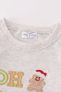 Premium grey gingerbread applique oh snap boy set