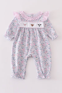 Cattle & Blooms Embroidered Baby Romper by Abby & Evie