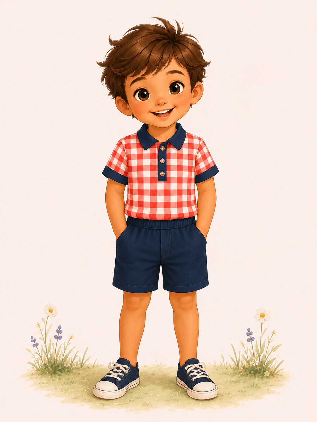 Americana Gingham Shorts Set | Twocan