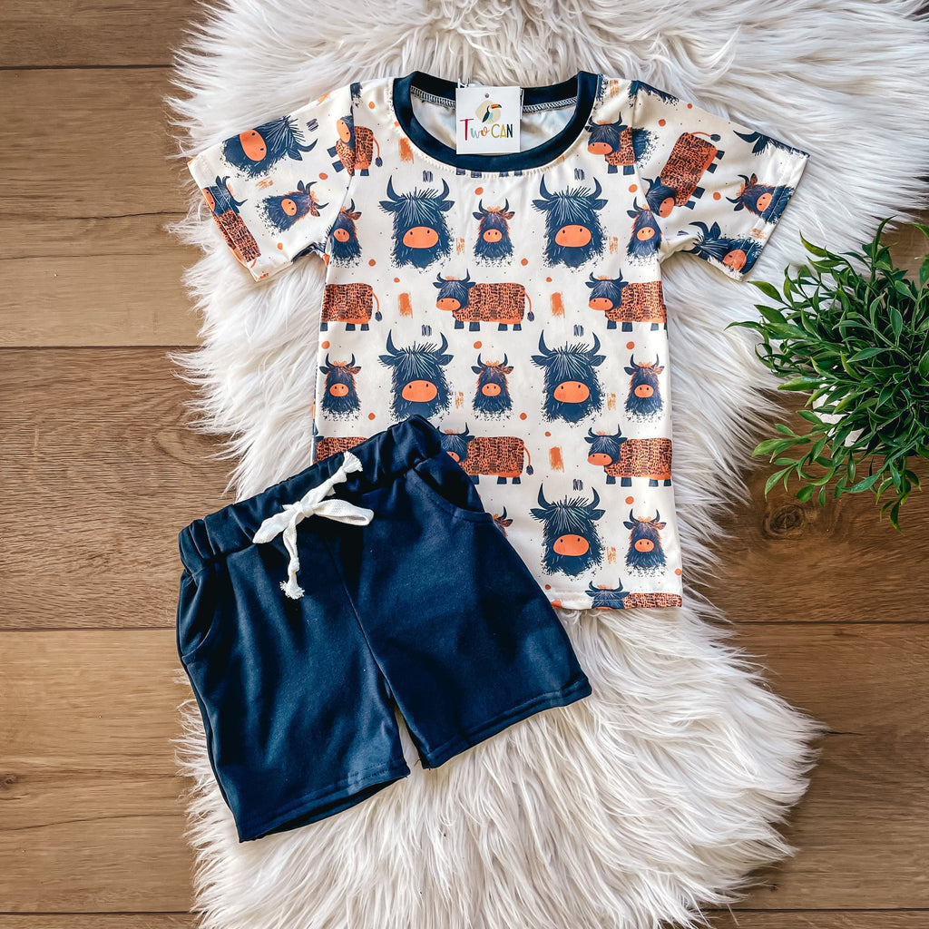 Sketchy Cows Shorts Set by Twocan