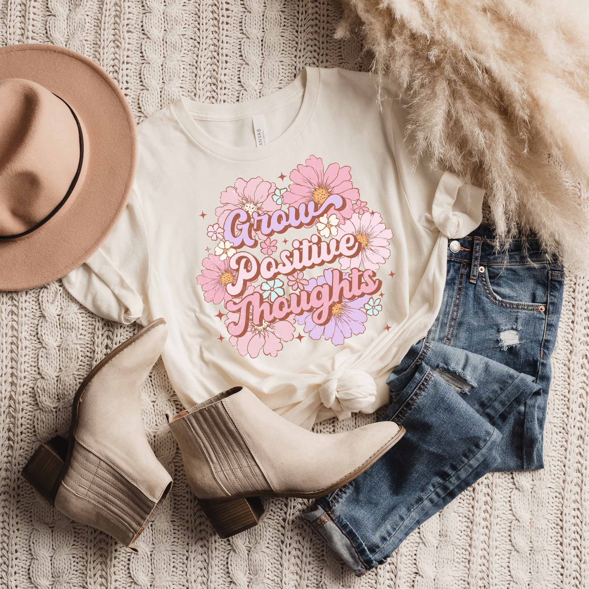 Grow Positive Thoughts | Cream |Women’s Graphic Tee