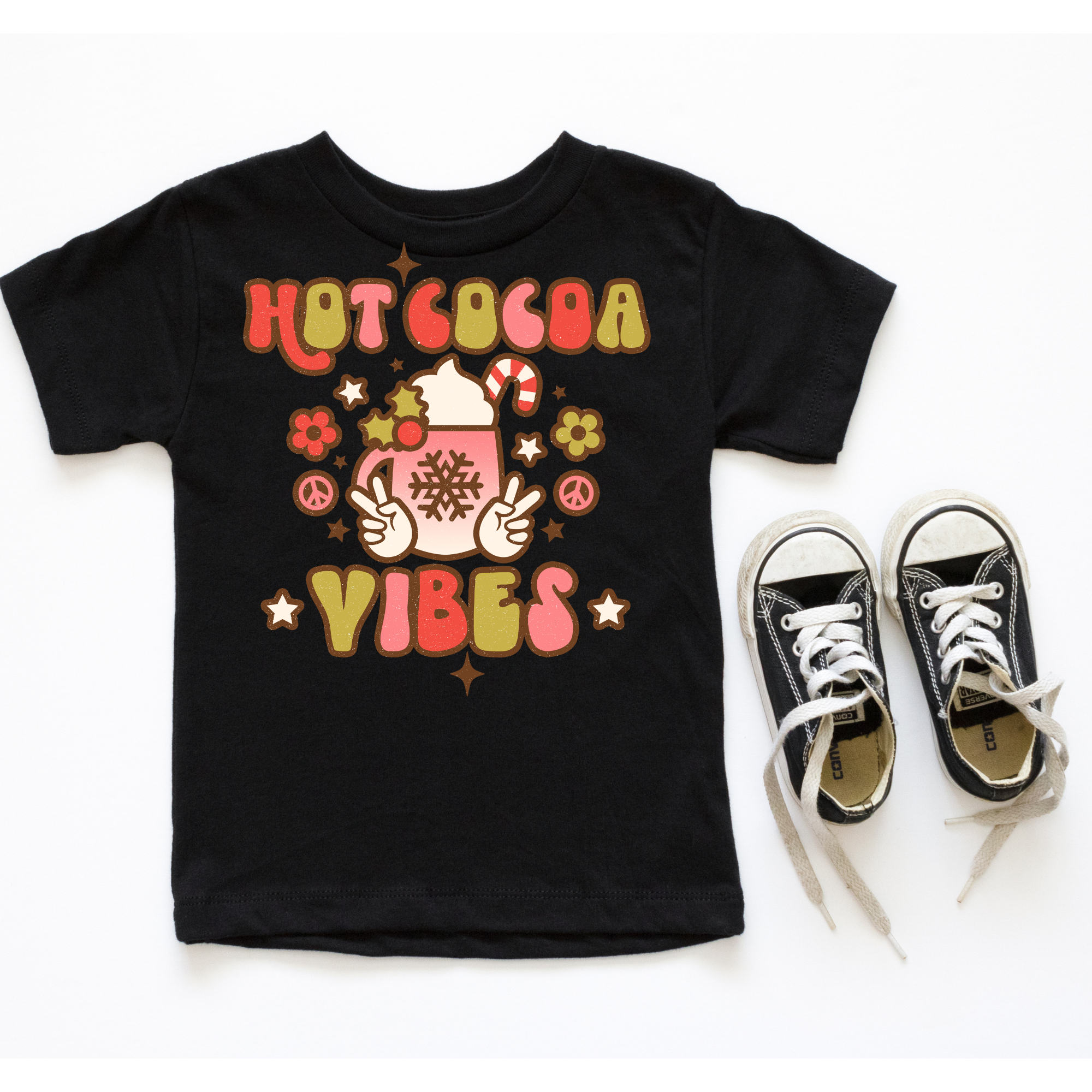 Hot Cocoa Vibes Pink Retro Tee