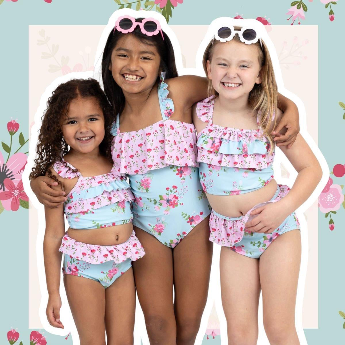 Vintage Floral One Piece Swim Set by Pete and Lucy