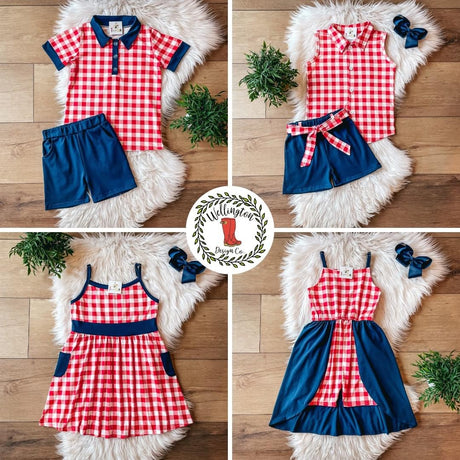 Americana Gingham Shorts Set | Twocan