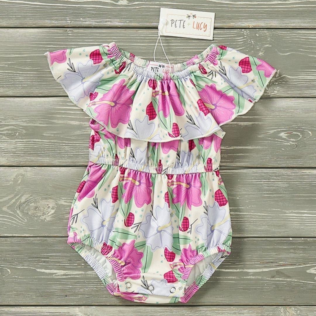Hibiscus in the Breeze Baby Romper By Pete and Lucy