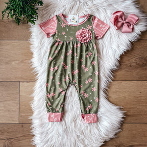 Green & Pink Floral Baby Romper by Twocan **PREORDER**