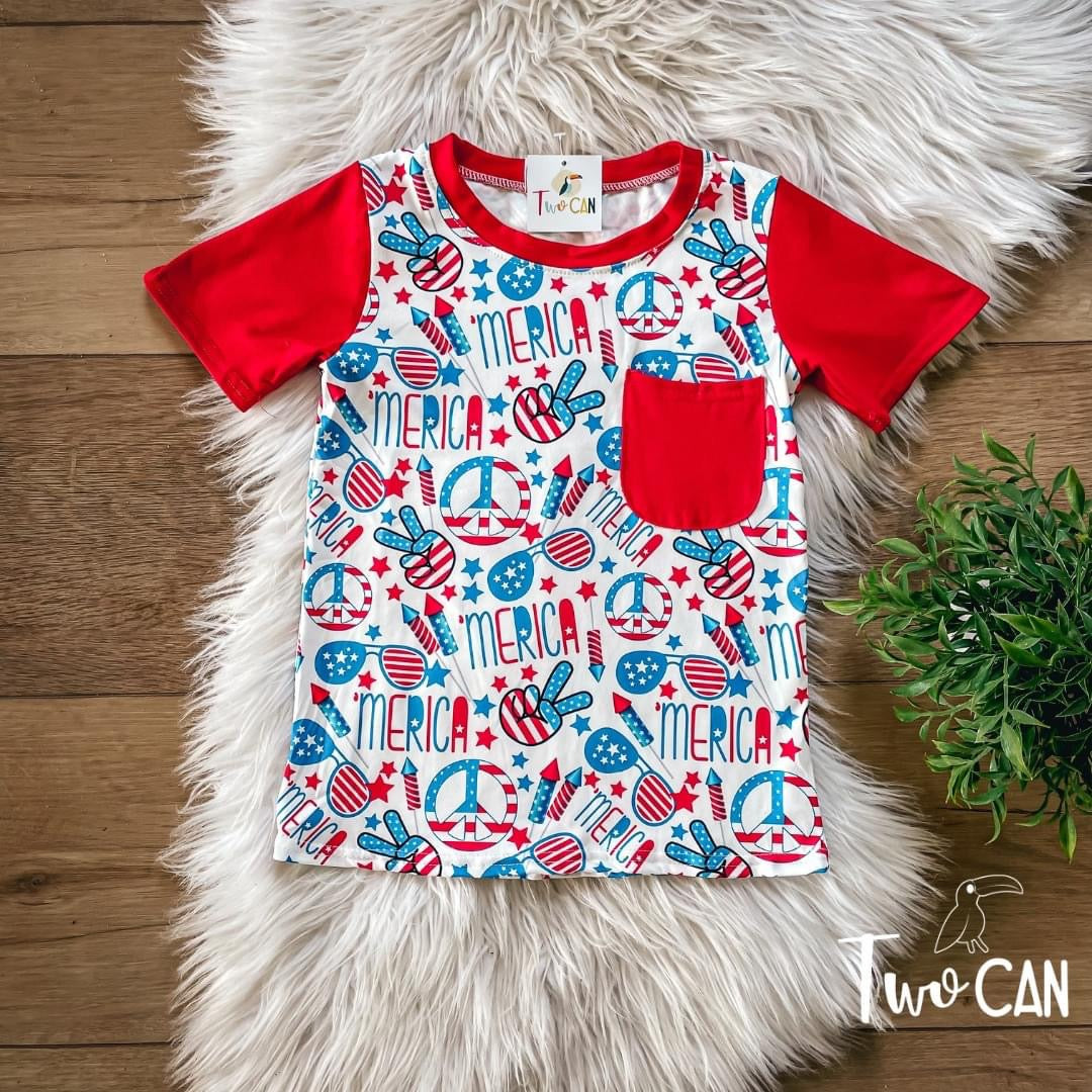 Americana Peace Pocket Tee by Twocan