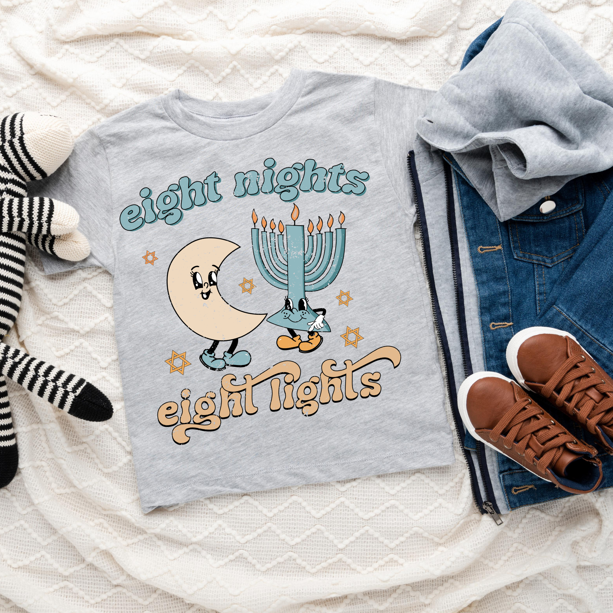 Eight Nights, Eight Lights, Hanukkah | Kid's Graphic Tee