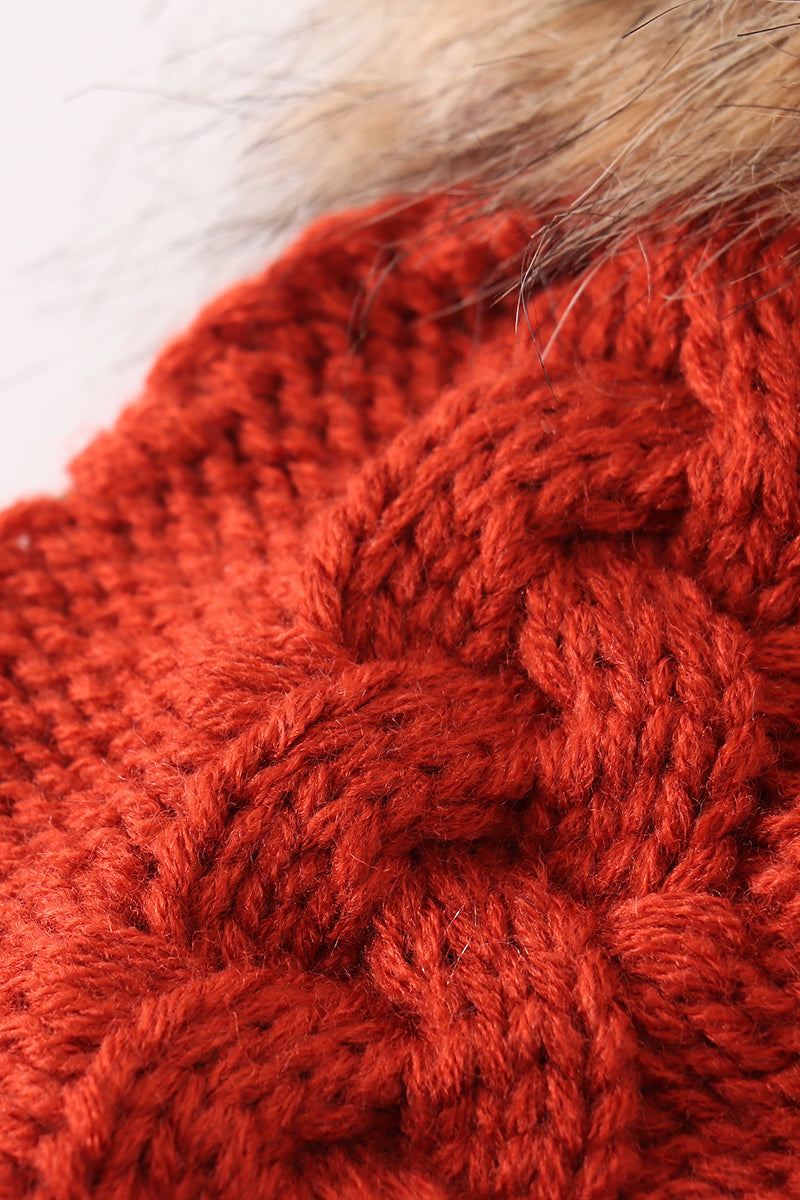 Caramel Cable Knit Pom-Pom Beanie Hats for Baby, Toddlers and Adults by Abby & Evie