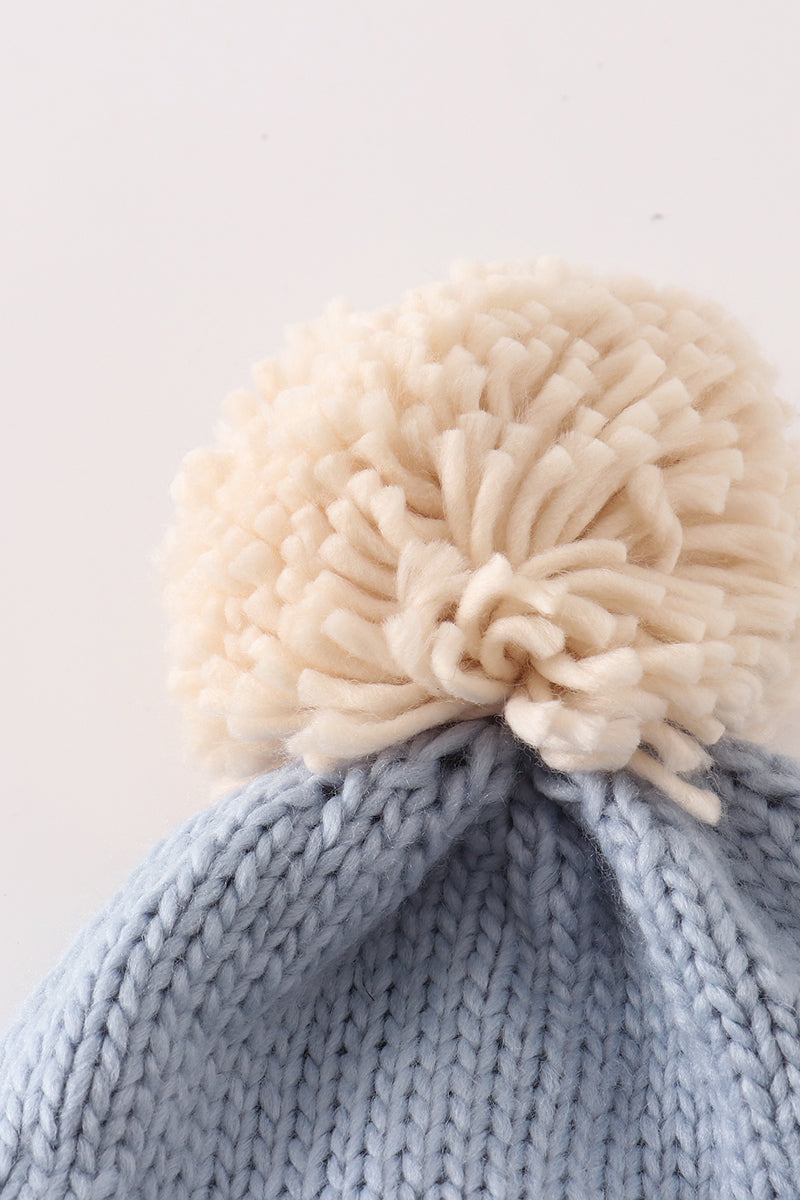 Snowy Blue Christmas Tree Cable Knit Beanie Hat by Abby & Evie