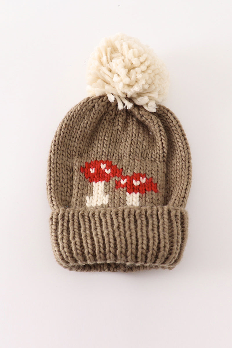 Mushroom Cable Knit Pom Beanie Hat for Baby & Kids