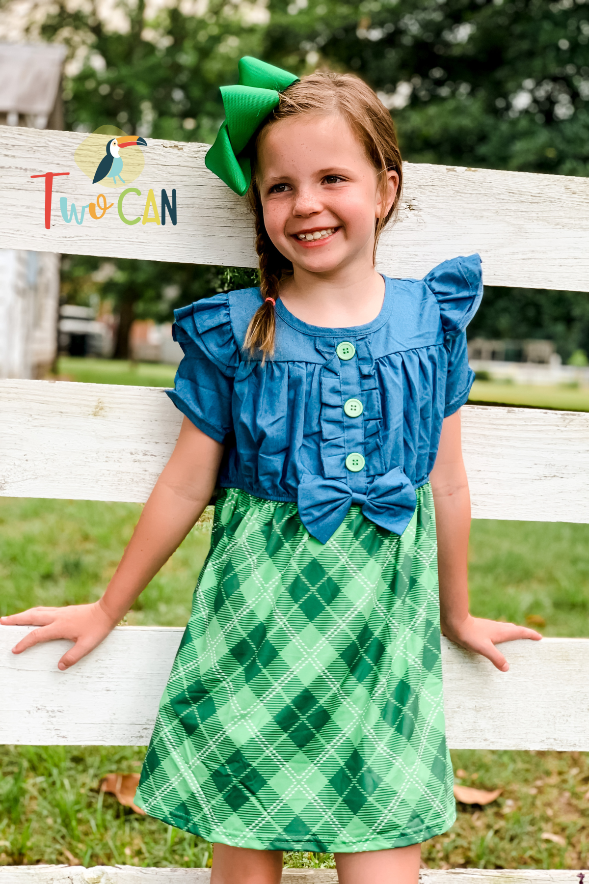 Denim Tartan Plaid Dress by Twocan