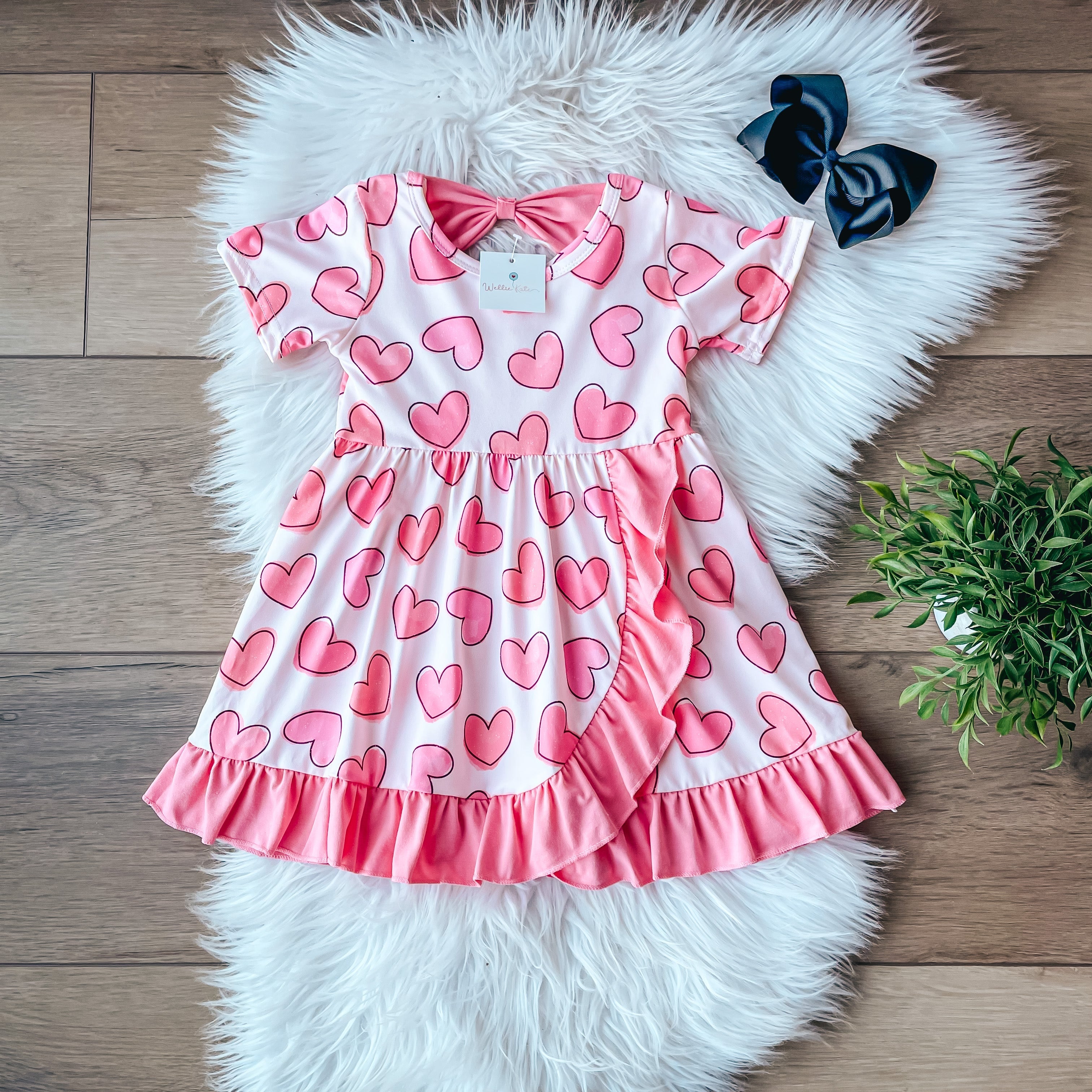 Pink Hearts Dress by Wellie Kate