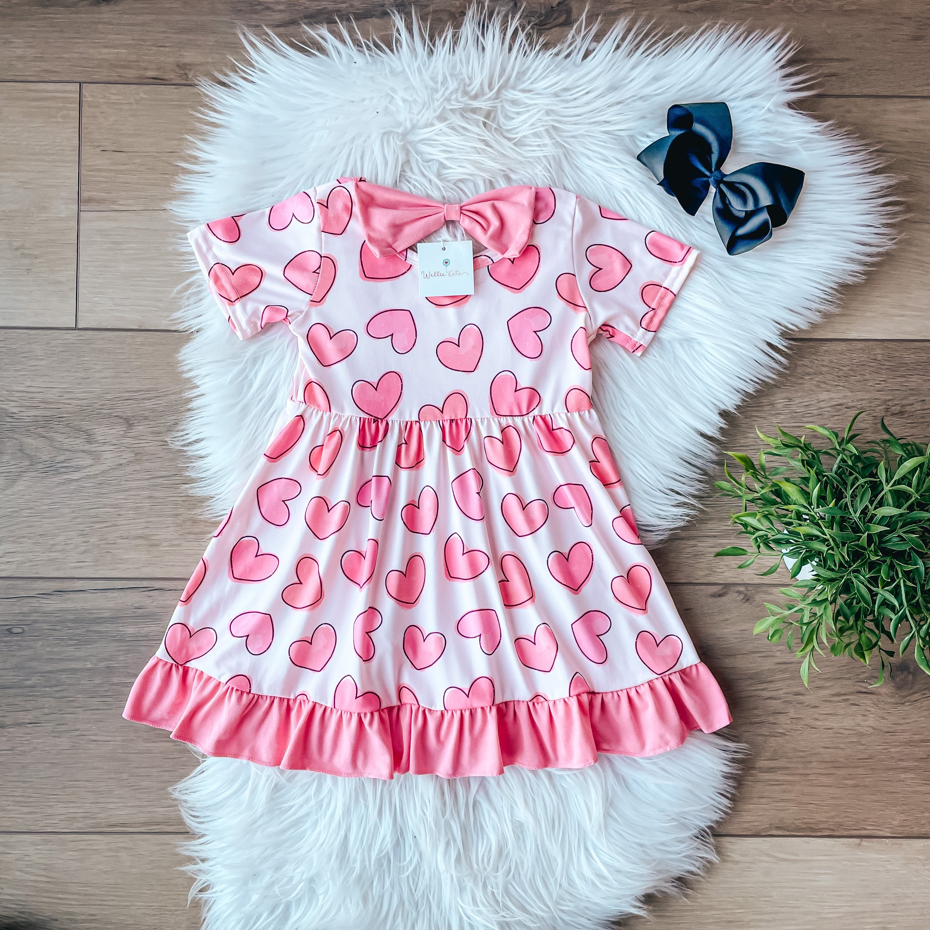 Pink Hearts Dress by Wellie Kate