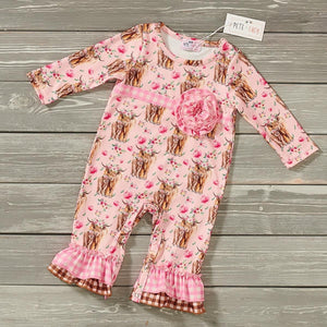 Cows & Roses Ruffle Romper By Pete and Lucy