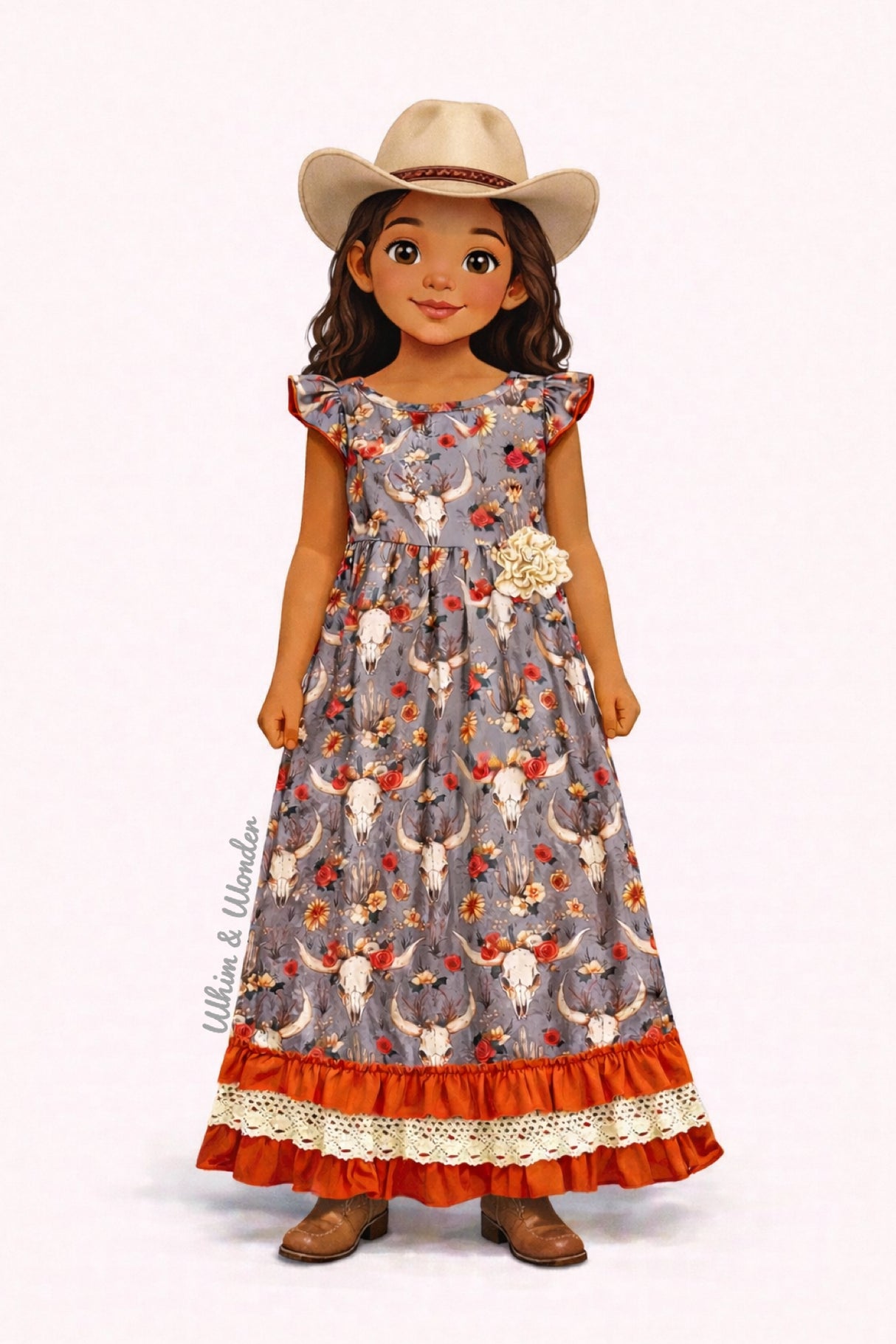 Western & Roses Triple Ruffle Dress | Twocan