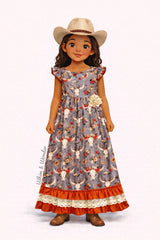 Western & Roses Triple Ruffle Dress | Twocan