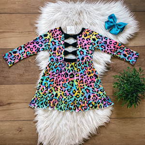 Rainbow Leopard Dress by Wellie Kate