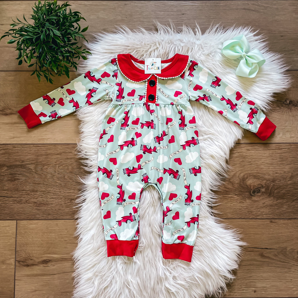 Be Mine Red Baron’s Girl’s Baby Romper by Twocan