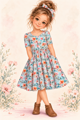 Blue Peach Bamboo Twirl Dress | Landrie Lou