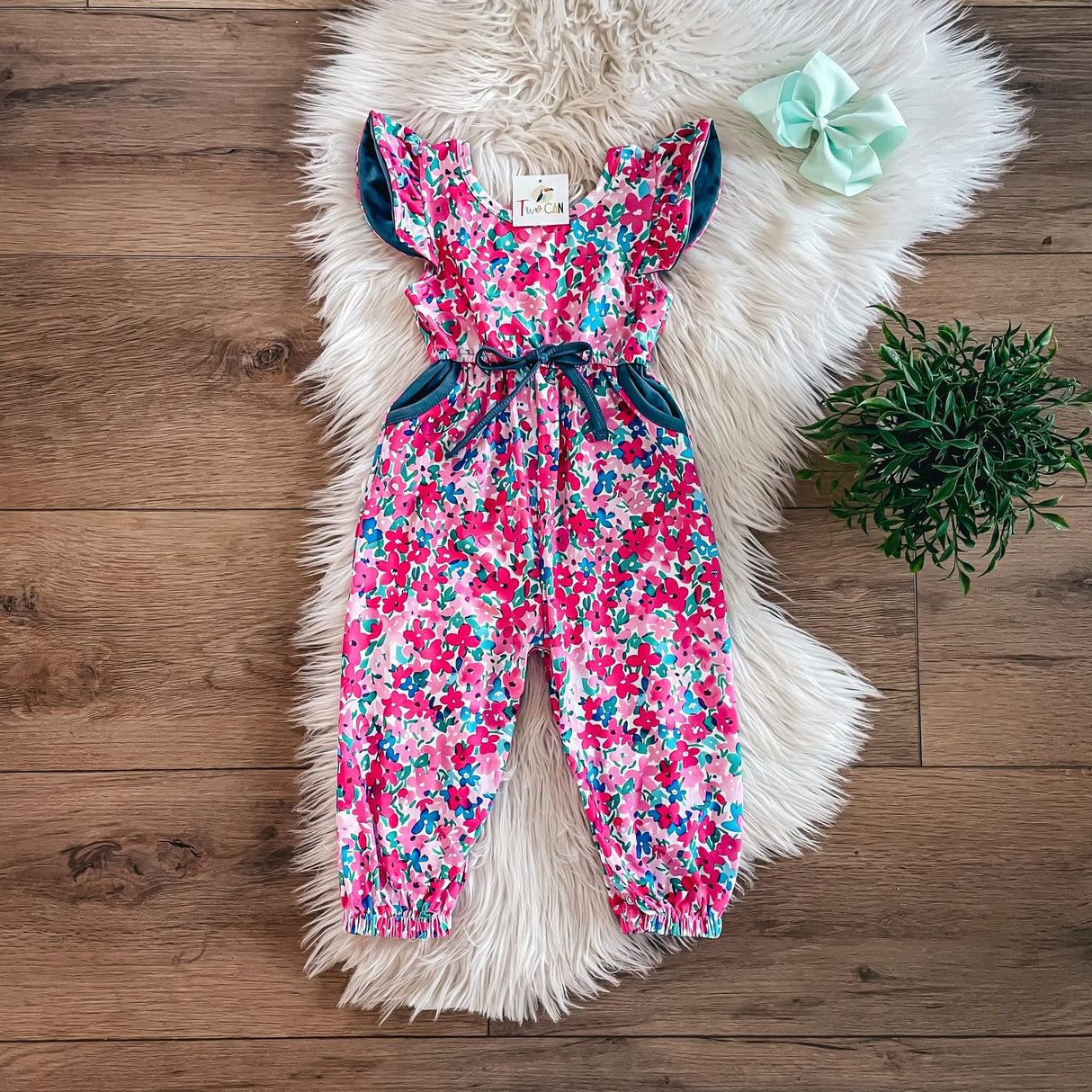 Hot Pink Floral Jumpsuit |Twocan