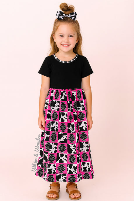 Southwest Cowprint Maxi Dress | Twocan