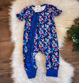 Purple Leafy Zip Up Baby Romper | Twocan