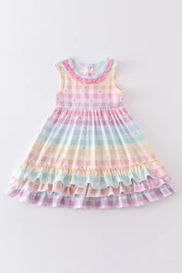 Pastel Rainbow Ruffle Dress