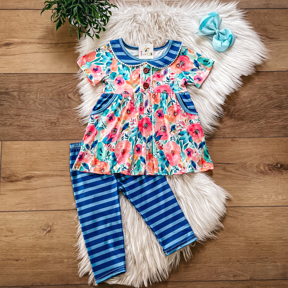 Blue Floral Capri Set | TwoCan