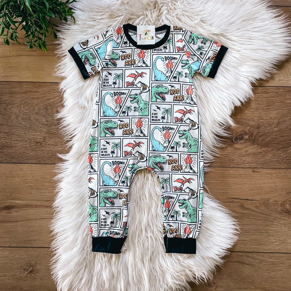 Dino Comic Baby Romper by Twocan