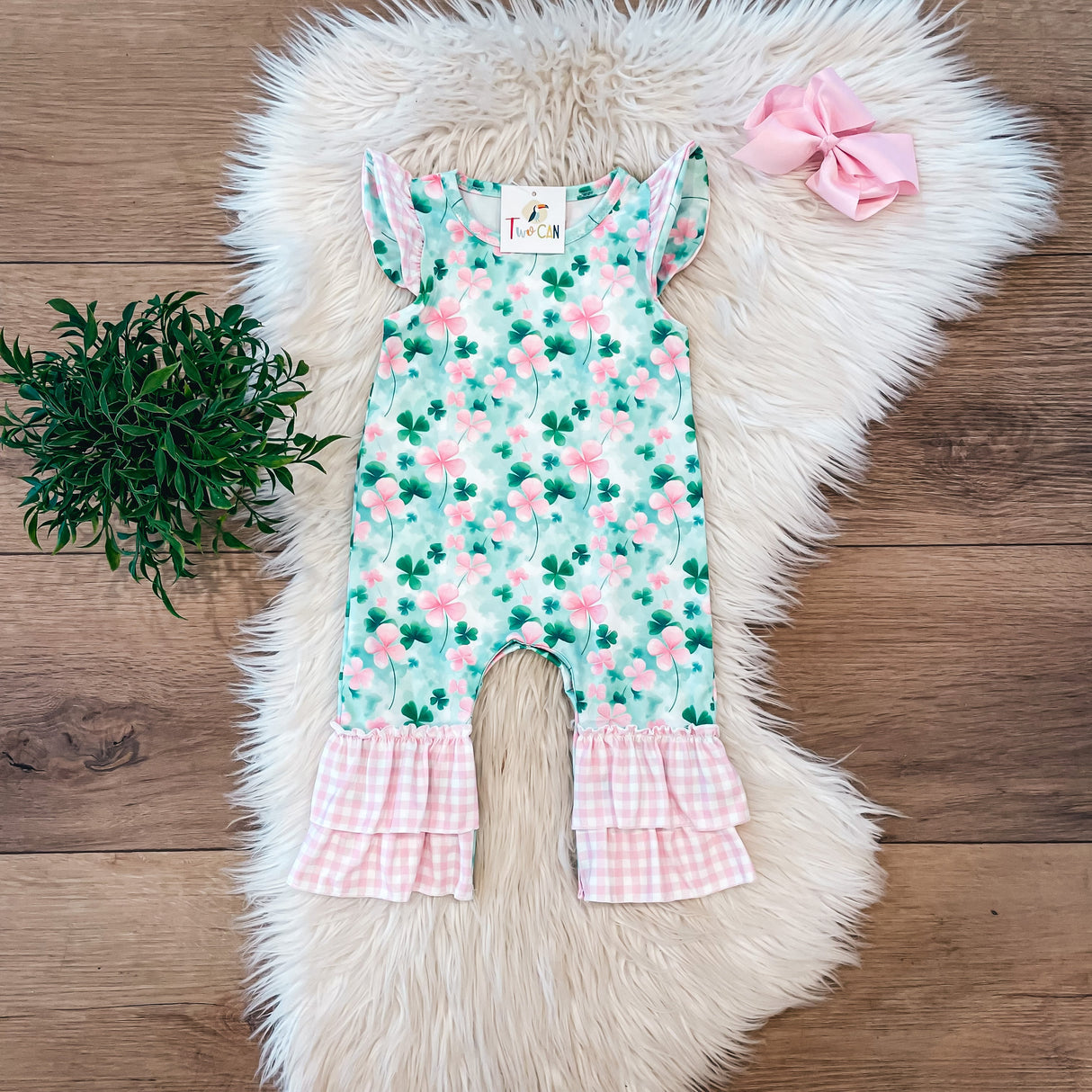 Colorful Clovers Baby Romper by Twocan