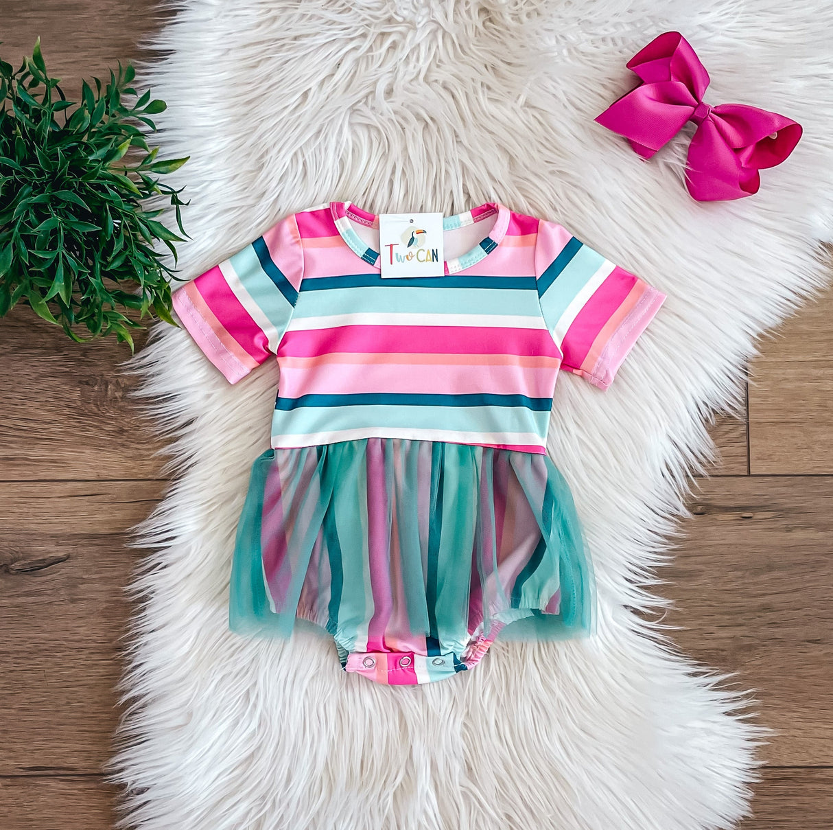 Springy Stripes Baby Skirted Romper by Twocan