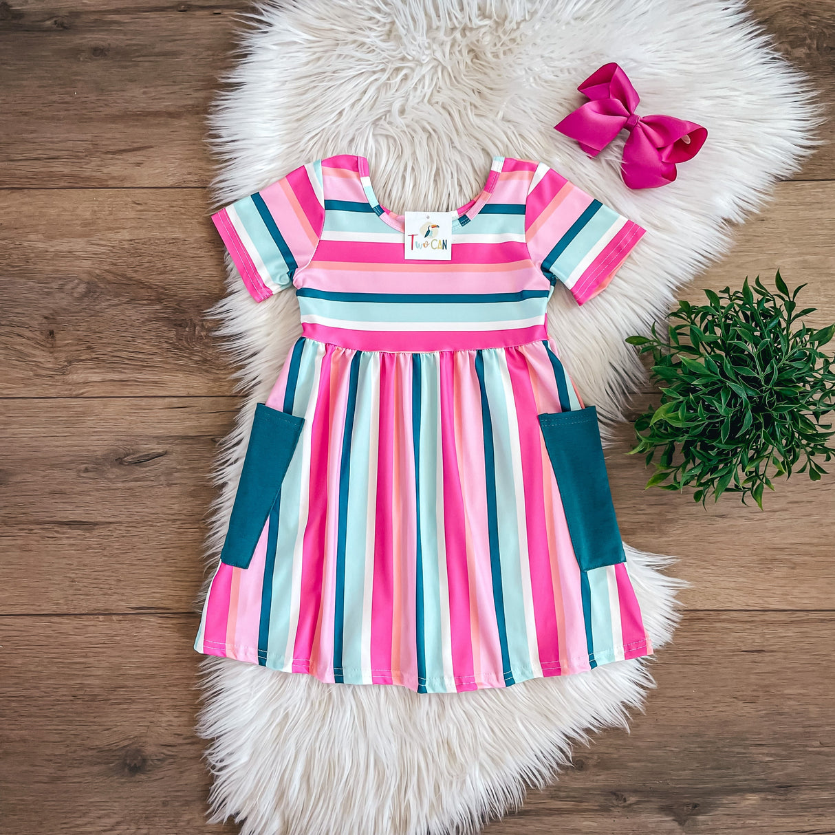 Springy Stripes Pocket Dress by Twocan