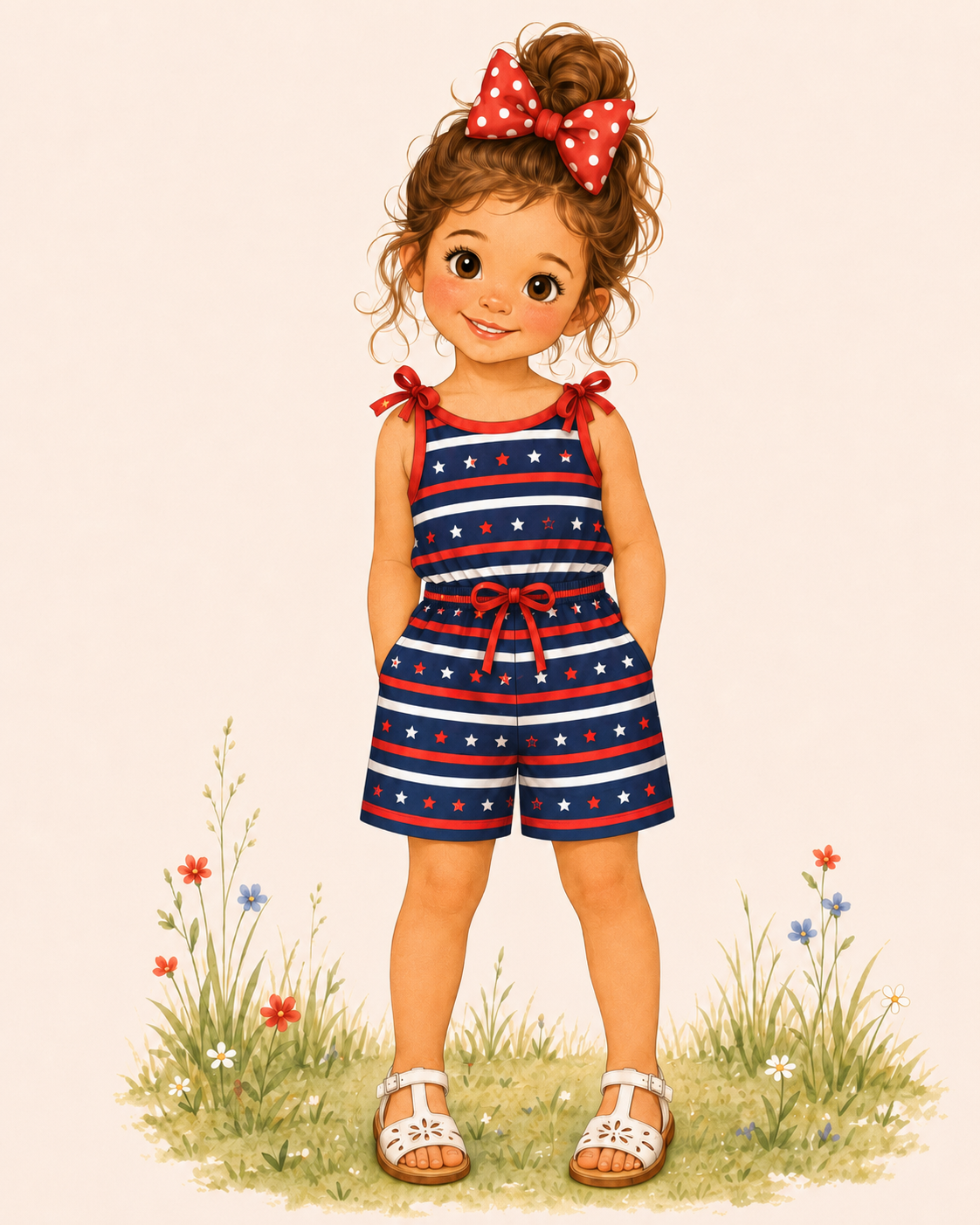 Americana Stars & Stripes Girls Romper | TwoCan