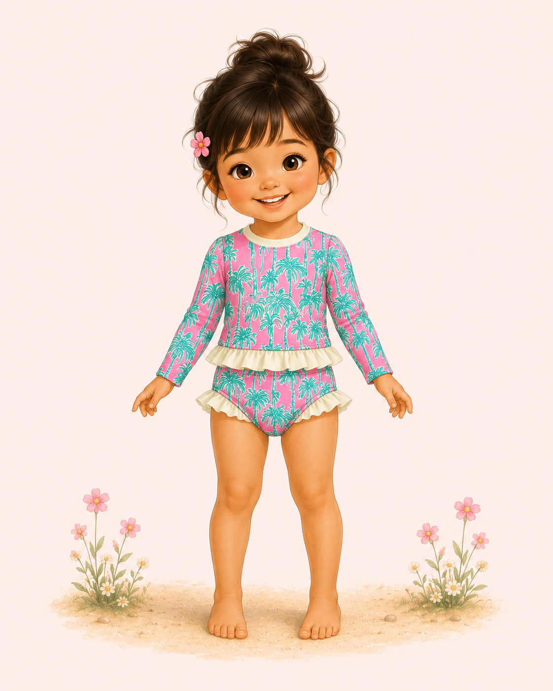 Palm Trees Two-Piece Rashguard | UPF 50+
