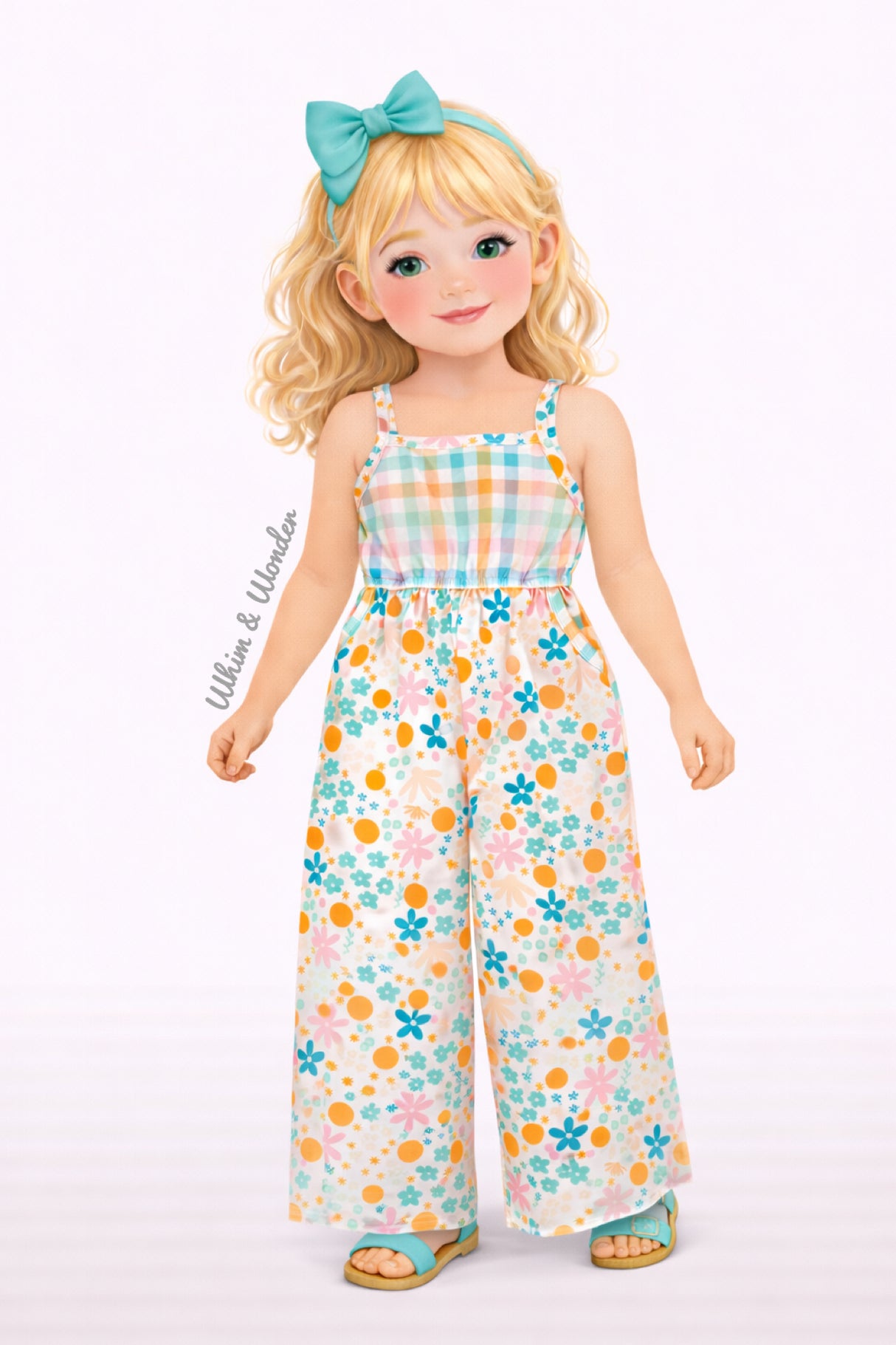 Pastel Plaid & Blooms Jumpsuit | TwoCan
