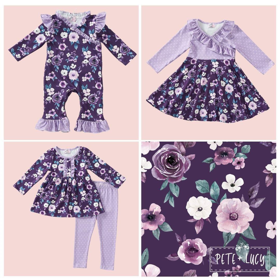 Amethyst Garden Baby Romper by Pete and Lucy