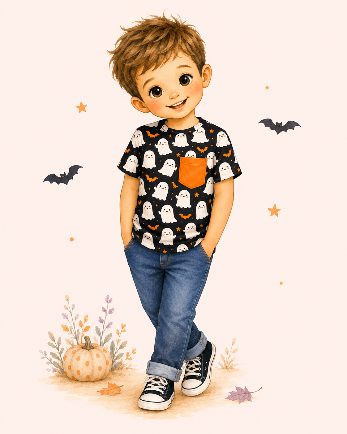 Boo Crew Pocket Tee | Pete + Lucy