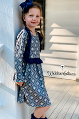 Navy Boho Diamond Dress | Wellie Kate