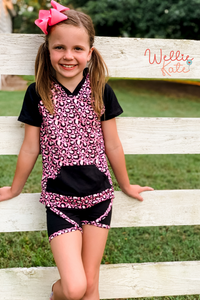 Wild Pink Leopard Shorts Set by Wellie Kate