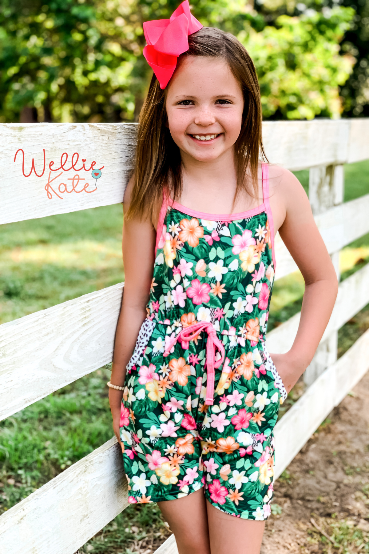 Island Blossoms Shorts Romper by Wellie Kate