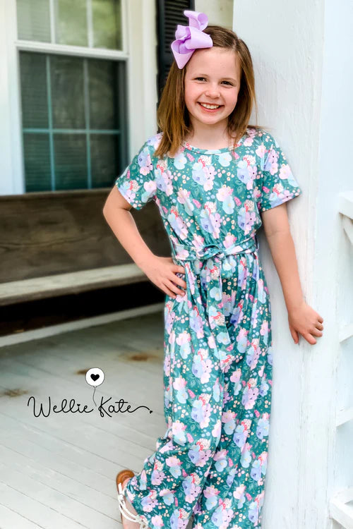 Green Floral Jumpsuit by Wellie Kate