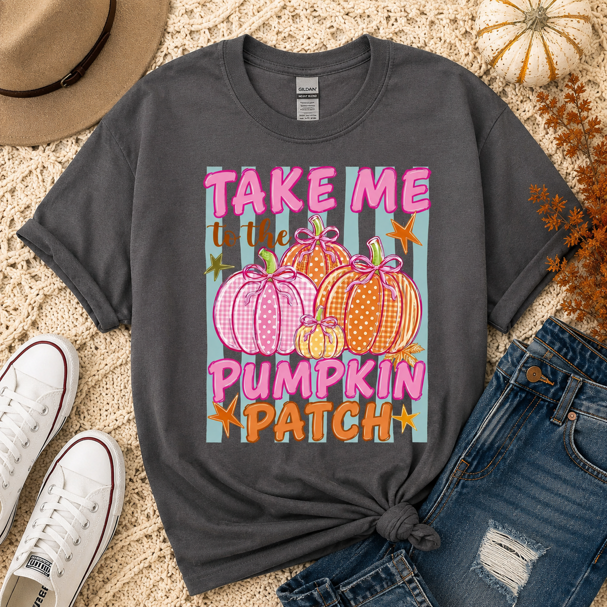 Pumpkin Patch Stripes Graphic Tee | Women's