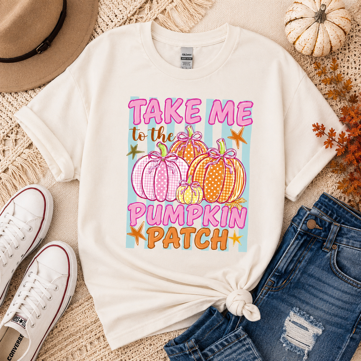 Pumpkin Patch Stripes Graphic Tee | Women's