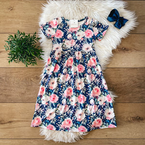 Pink & Navy Rose Dress by Wellie Kate