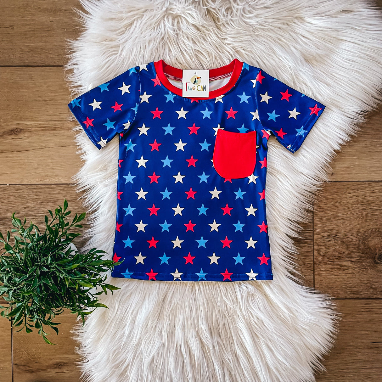 Navy Stars Pocket Tee by Twocan