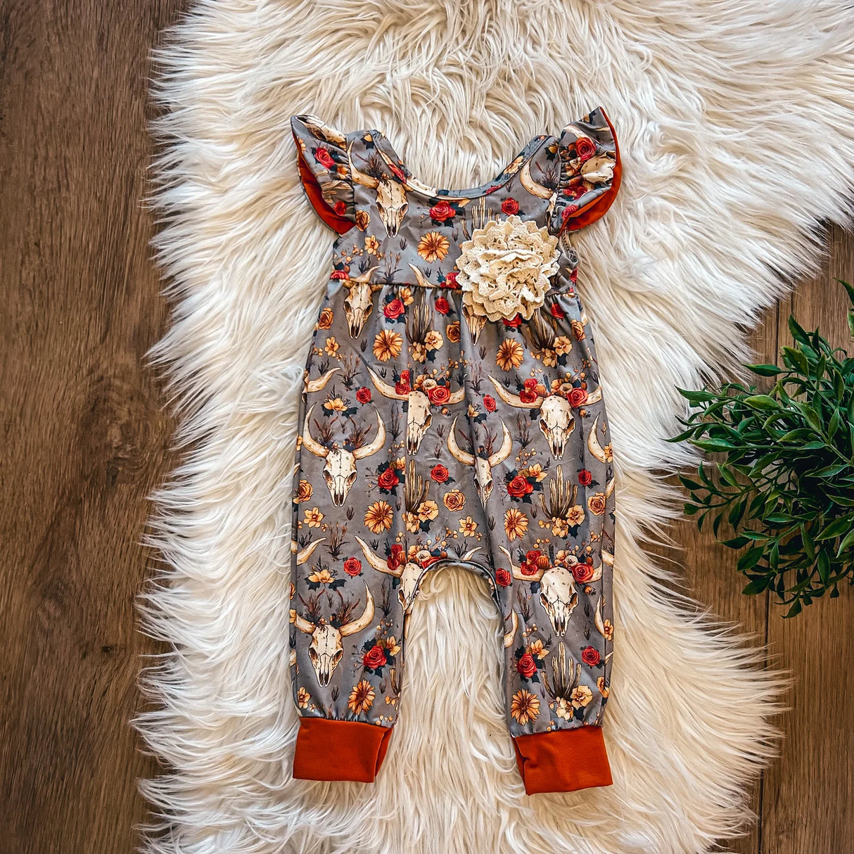 Western & Roses Baby Romper | Twocan